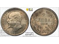 2 ЛЕВА 1916 Г. MS 62 ЛВ. ФЕРДИНАНД PCGS NGC УНИКАТ ОРИГИНАЛ