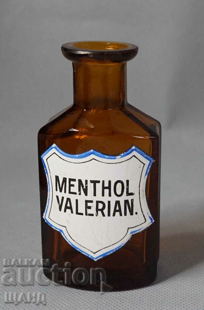 1900 Glass Apothecary Bottle Pharmacy Enamel Label