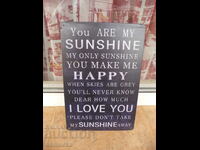 Metal plate inscription You are my sunshine I love you love