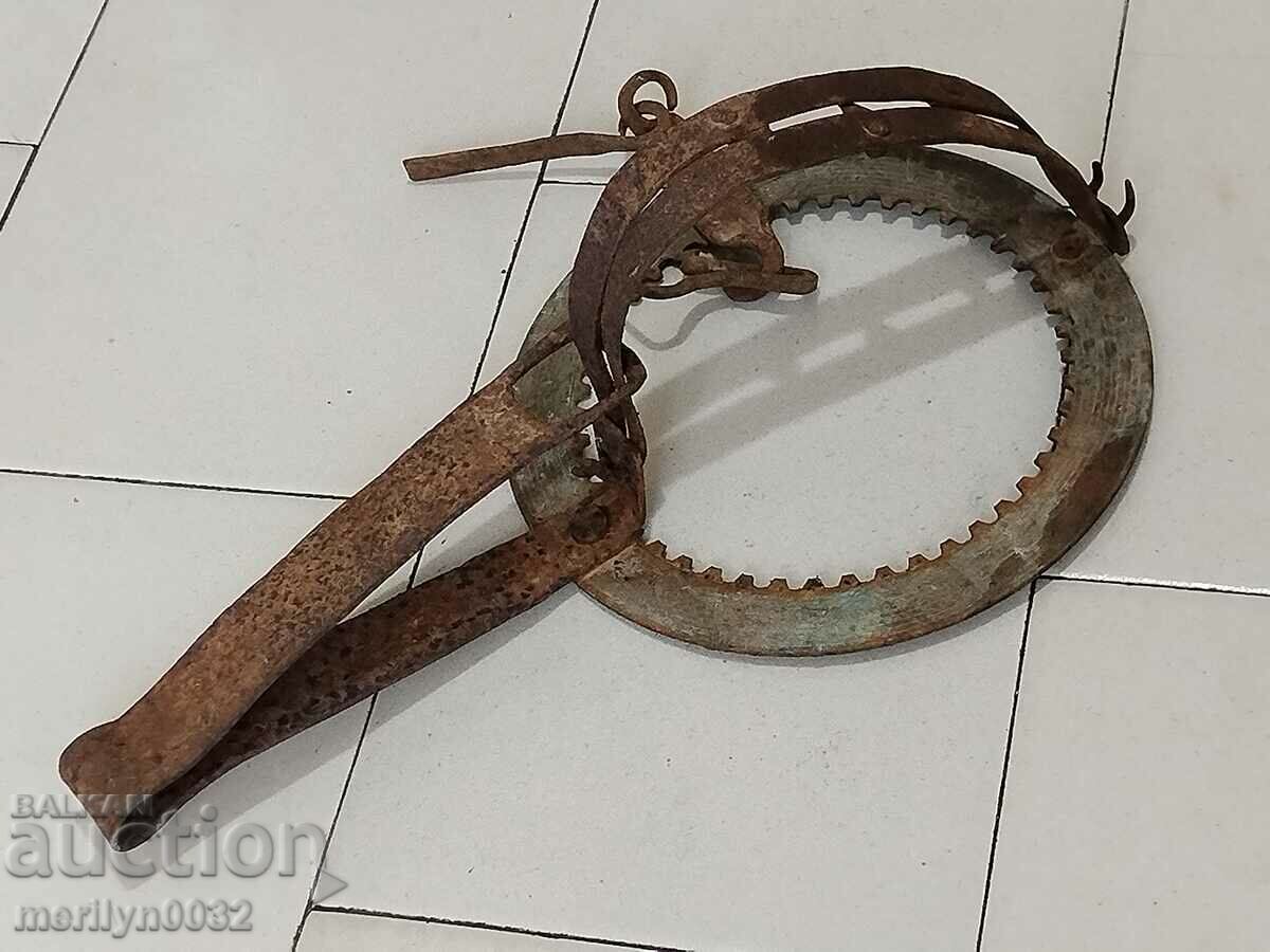 Old hand forged trap, wrought iron