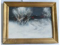 Old copyright oil. picture "Winter" frame