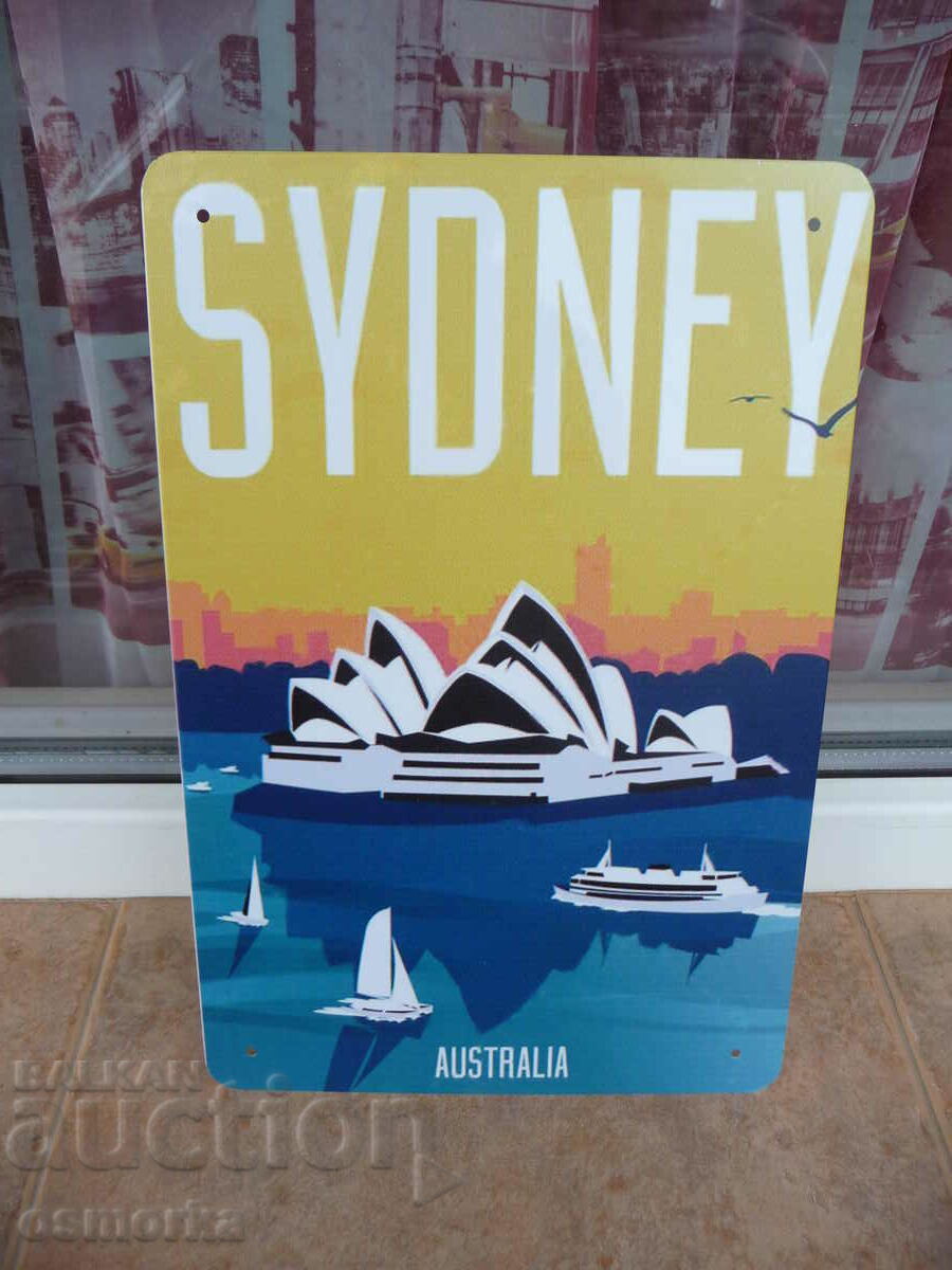 Μεταλλική πινακίδα γιοτ όπερας του Σίδνεϊ της Αυστραλίας όμορφη προκυμαία