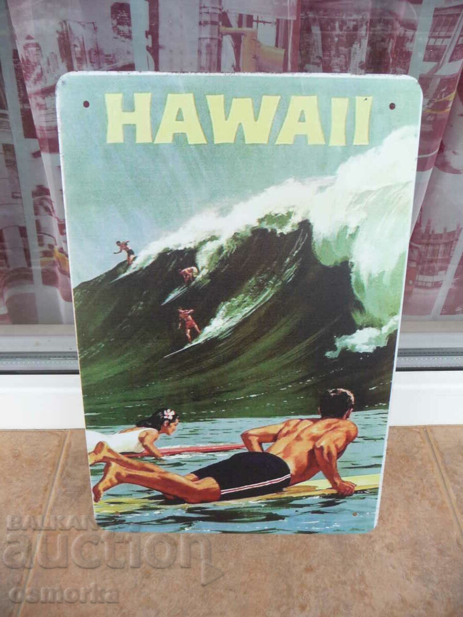 Semn metalic Hawaii Big wave surfing surf school
