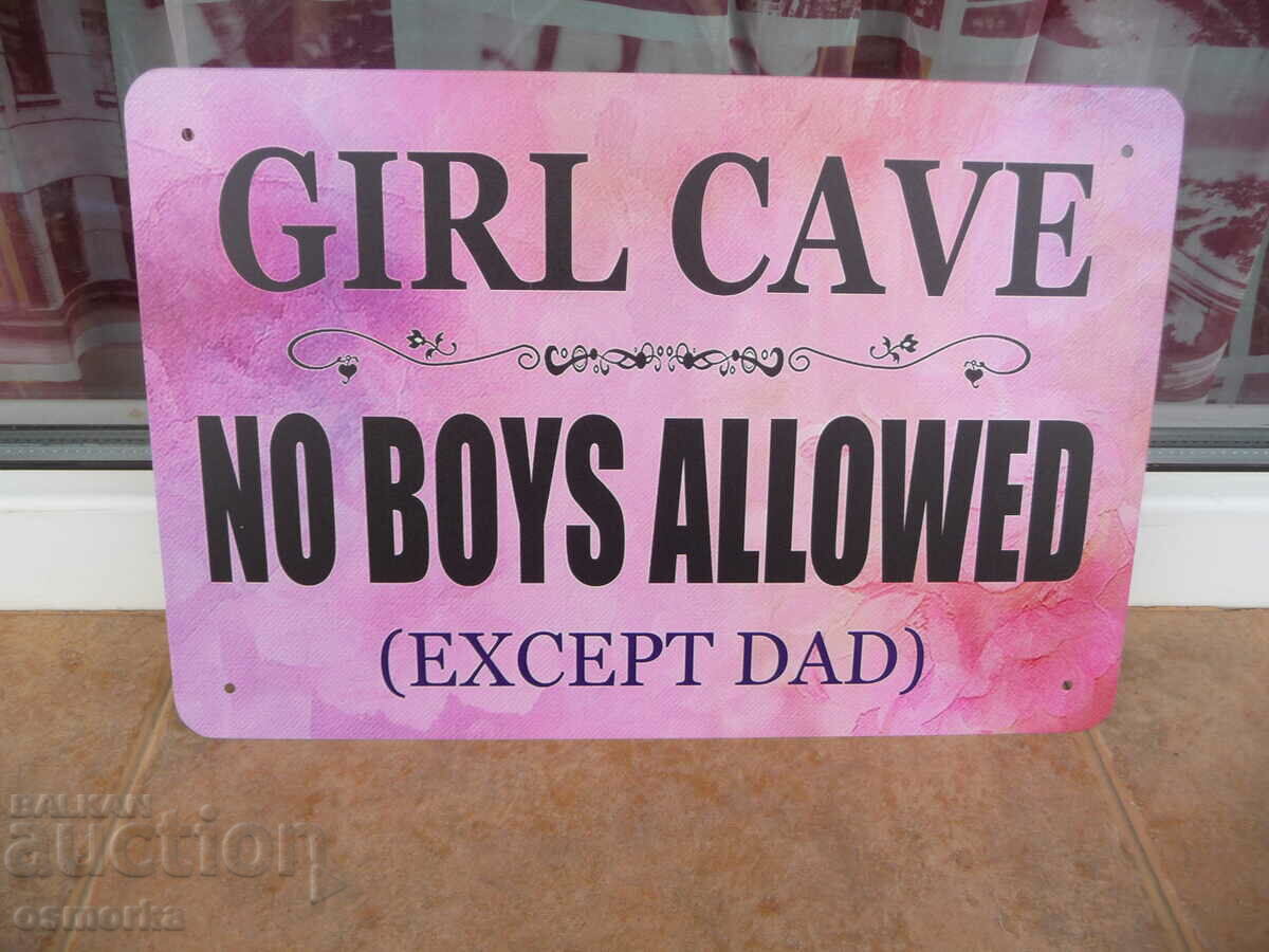 Μεταλλική πινακίδα για κοριτσίστικα φωλιά όχι αγόρια μόνο τα