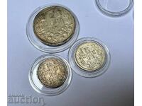 Ασημένια βασιλικά νομίσματα 2 λέβα από το 1894 και 50 σεντ από το 1912 / 1913
