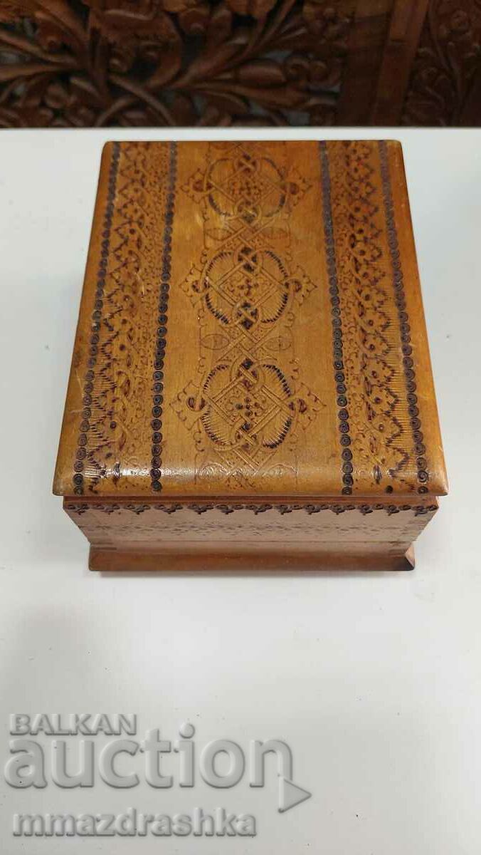 Wooden pyrographed box