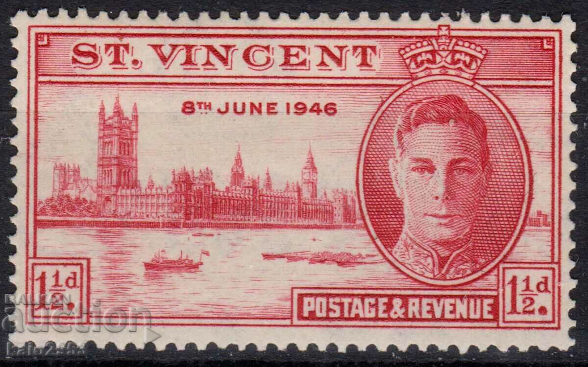 GB/St.Vincent-1946-KG VI-Windsor- For the Victory,MLH