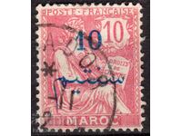 Γαλλικό ταχυδρομείο Μαρόκο-1911-Υπεργραφή στα αραβικά μέσα/έξω Αλληγορία, σφραγίδα ταχυδρομείου