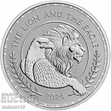 1 oz argint Leul britanic și vulturul american 2024