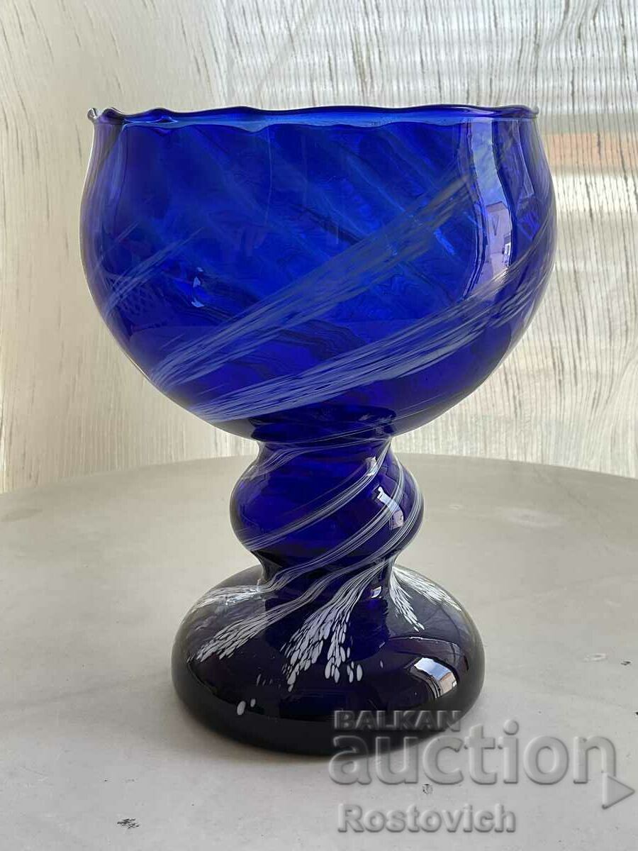 Cobalt glass vase, handmade. Germany. No. 3.