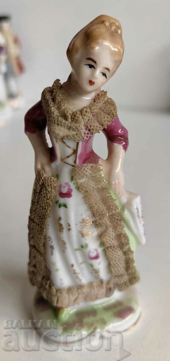 WOMAN WITH UMBRELLA MARKED PORCELAIN FIGURE STATUETTE HEALTH