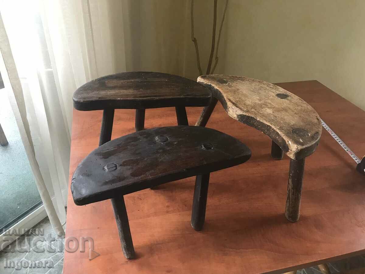 CHAIR THREE LEGGED ANTIQUE WOOD CHAIR - 7 CHAIR THREE LEGGED ANTIQUE WOOD CHAIR - 7