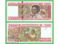 (¯`'•.¸ MADAGASCAR 25.000 franci 1998 UNC ¸.•'´¯)