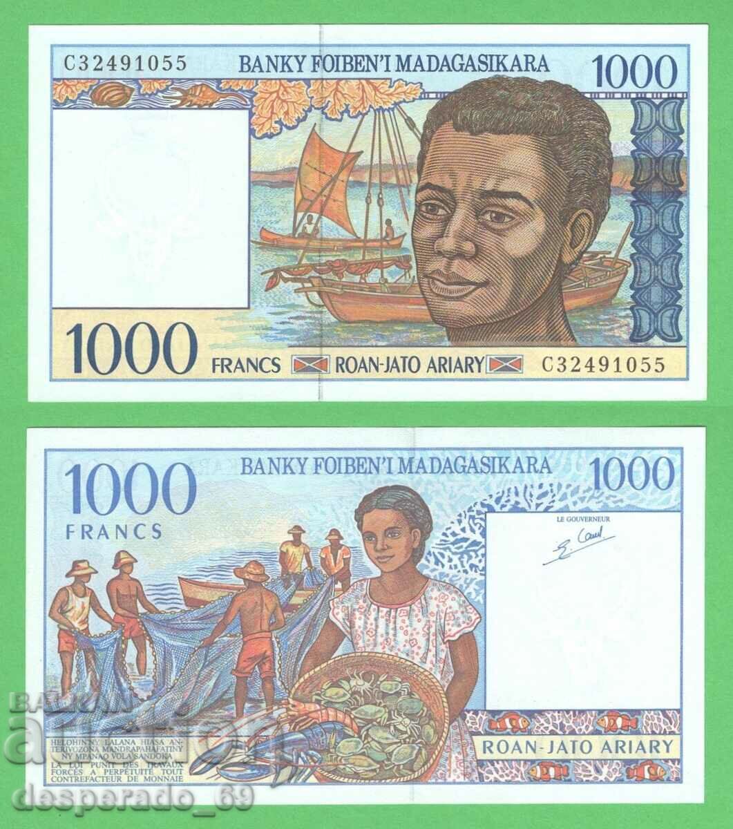 (¯`'•.¸ MADAGASCAR 1000 francs 1994 UNC ¸.•'´¯)