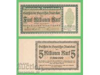 (¯`'•.¸GERMANIA (Bavaria) 5 milioane de mărci 01.08.1923 UNC- ¯)