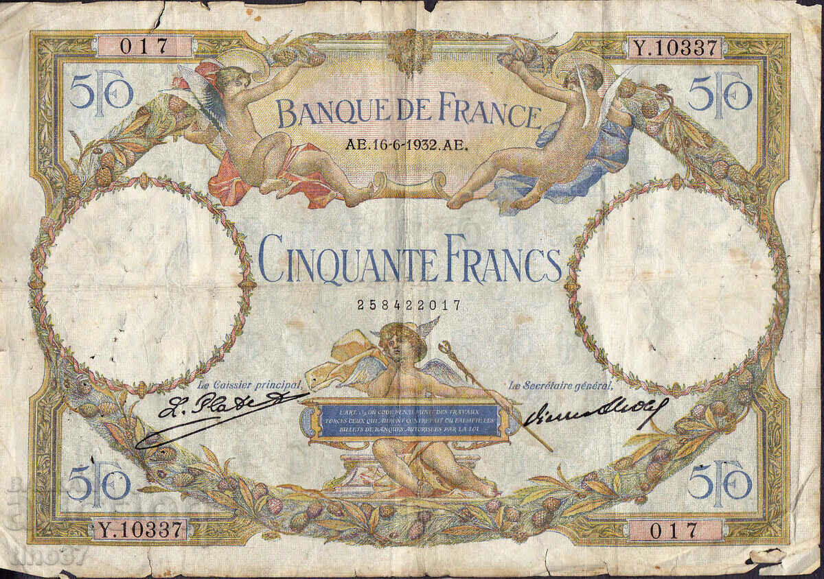tino37- FRANCE - 50 FRANC - 1932- RARE!!! with price 27.00 BGN | € 13.80 tino37- FRANCE - 50 FRANC - 1932- RARE!!! with price 27.00 BGN | € 13.80
