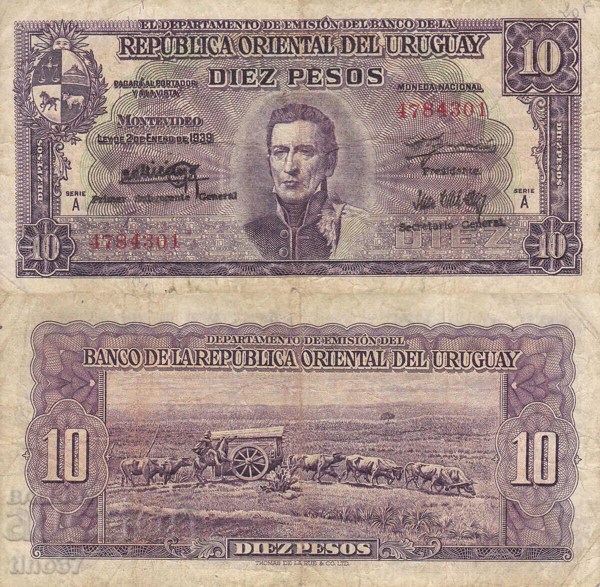 tino37- URUGUAY - 10 PESOS - 1939