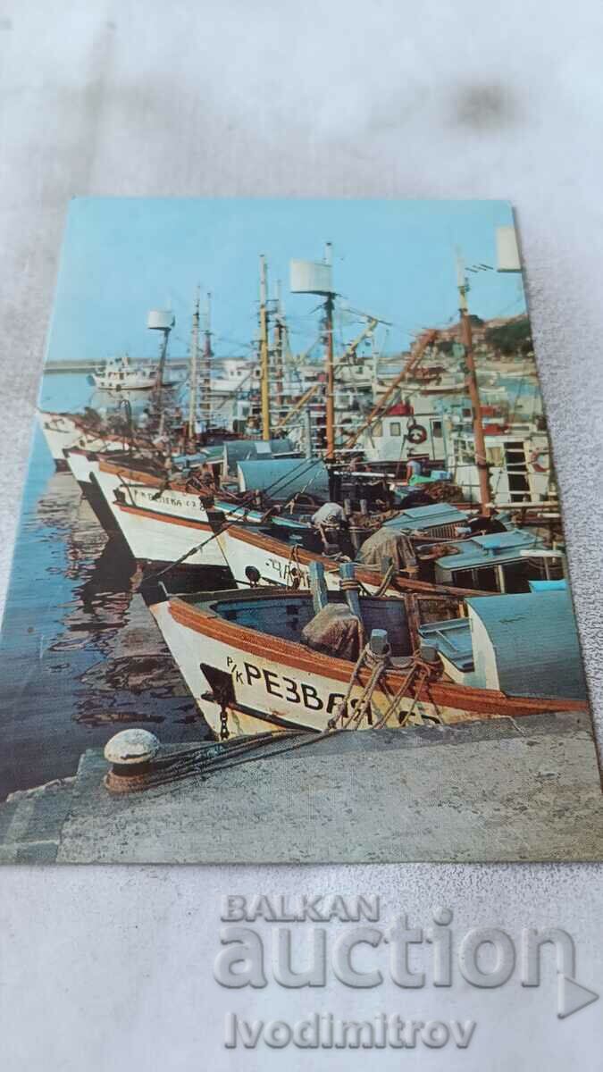 Пощенска картичка Созопол Къмпинг Пристанището 1979
