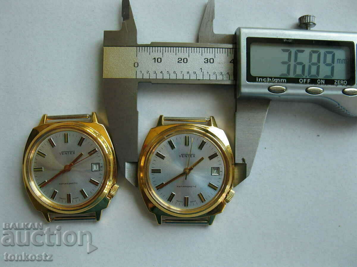 2бр. мъжки часовници Ventex antimagnetic нови Швейцарски