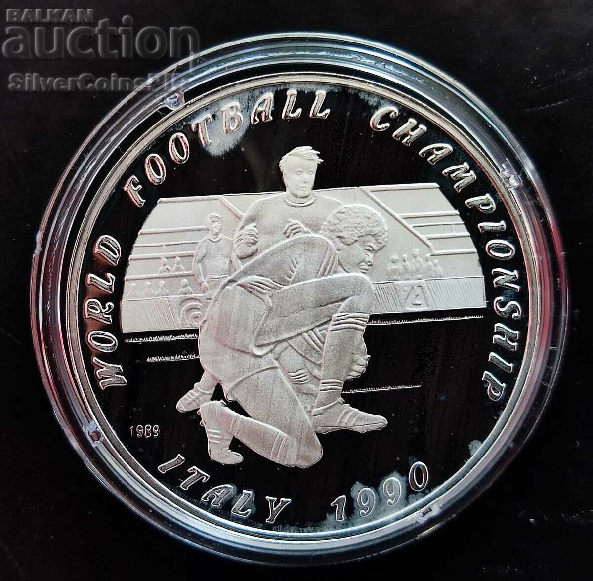 Silver 50 Kip FIFA World Cup 1990 Laos
