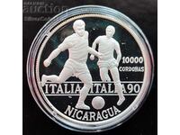Silver 10000 Cordoba FIFA World Cup 1990 Nicaragua