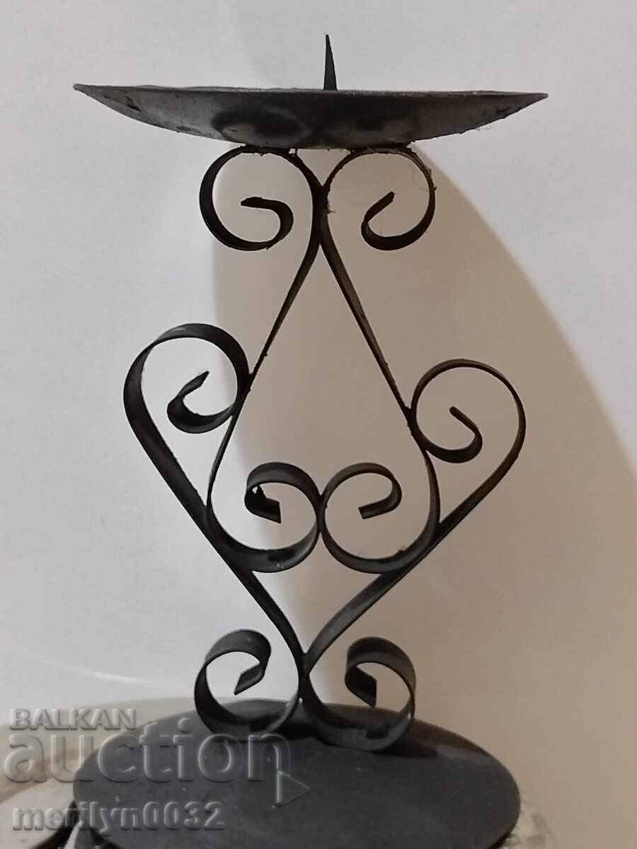 Old wrought iron candlestick lamp - 6 Old wrought iron candlestick lamp - 6