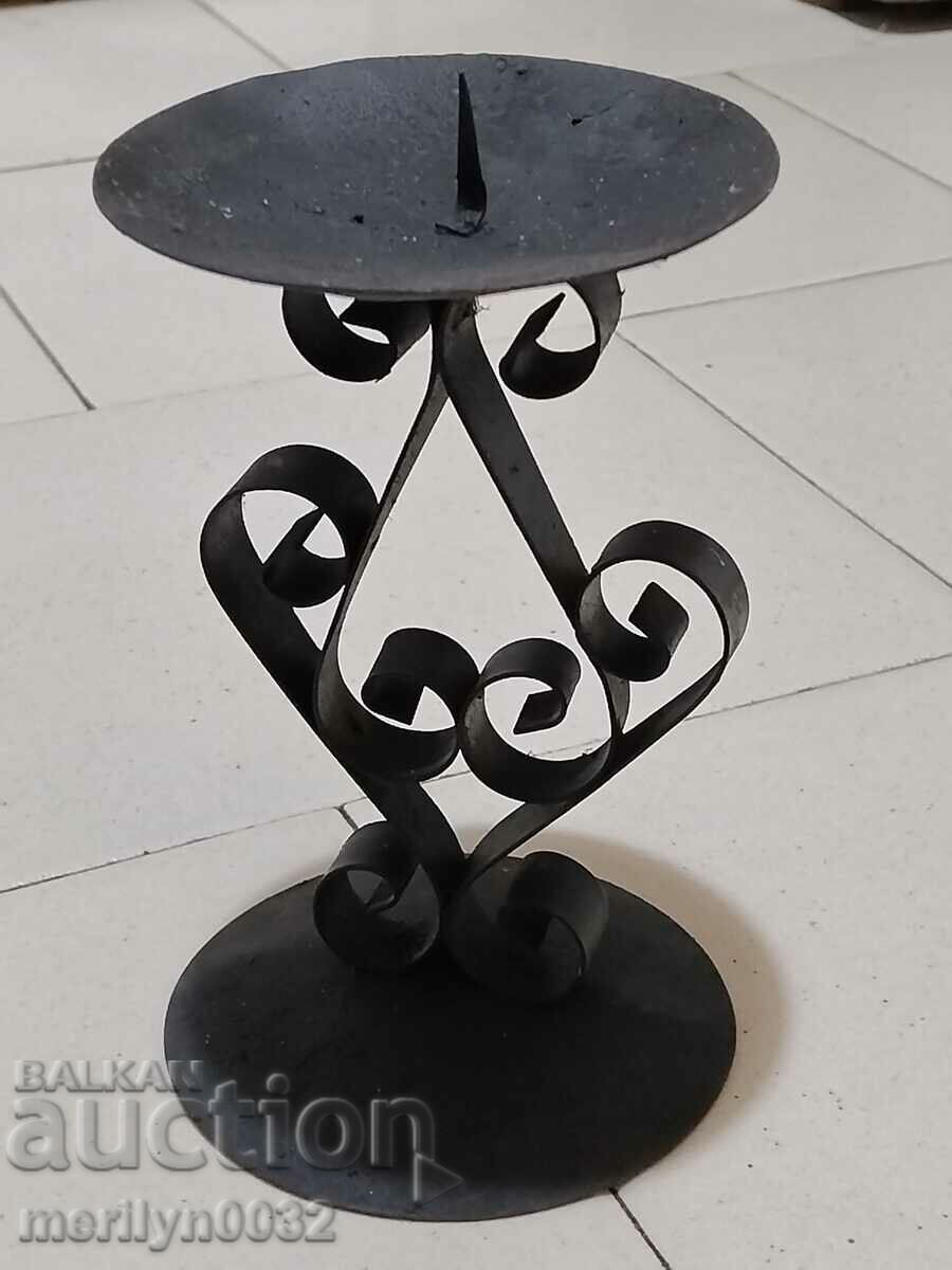 Old wrought iron candlestick lamp - 7 Old wrought iron candlestick lamp - 7