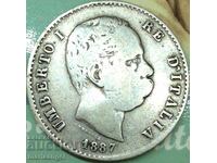 1 Lira 1887 Italia Umberto I Argint