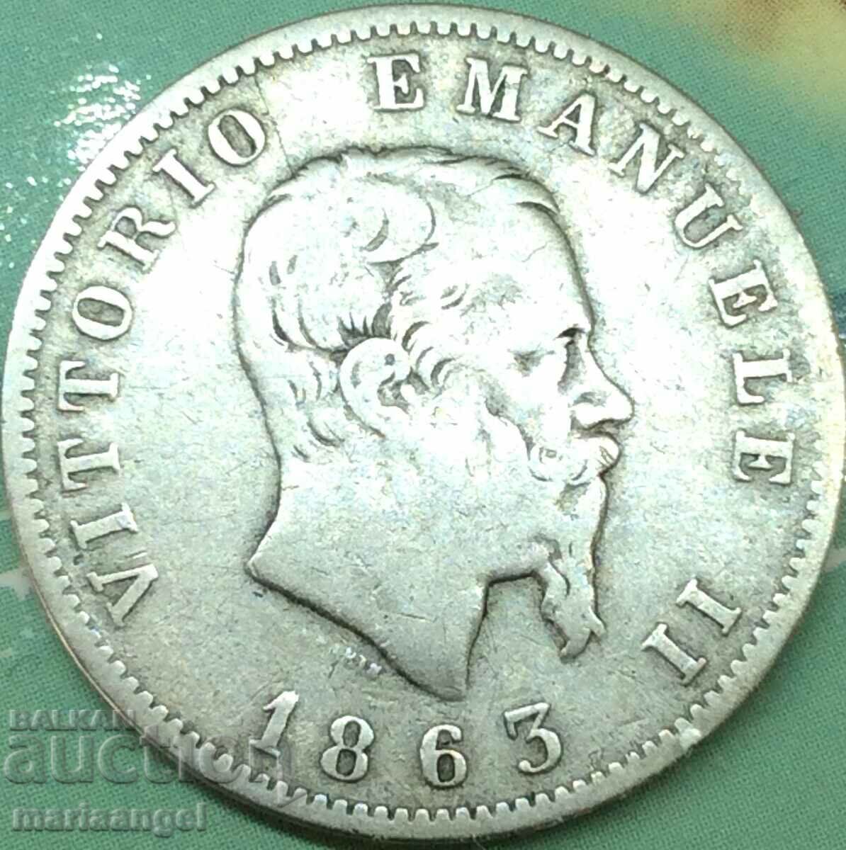 1 λίρα 1863 Ιταλία Victor Emmanuel ασήμι