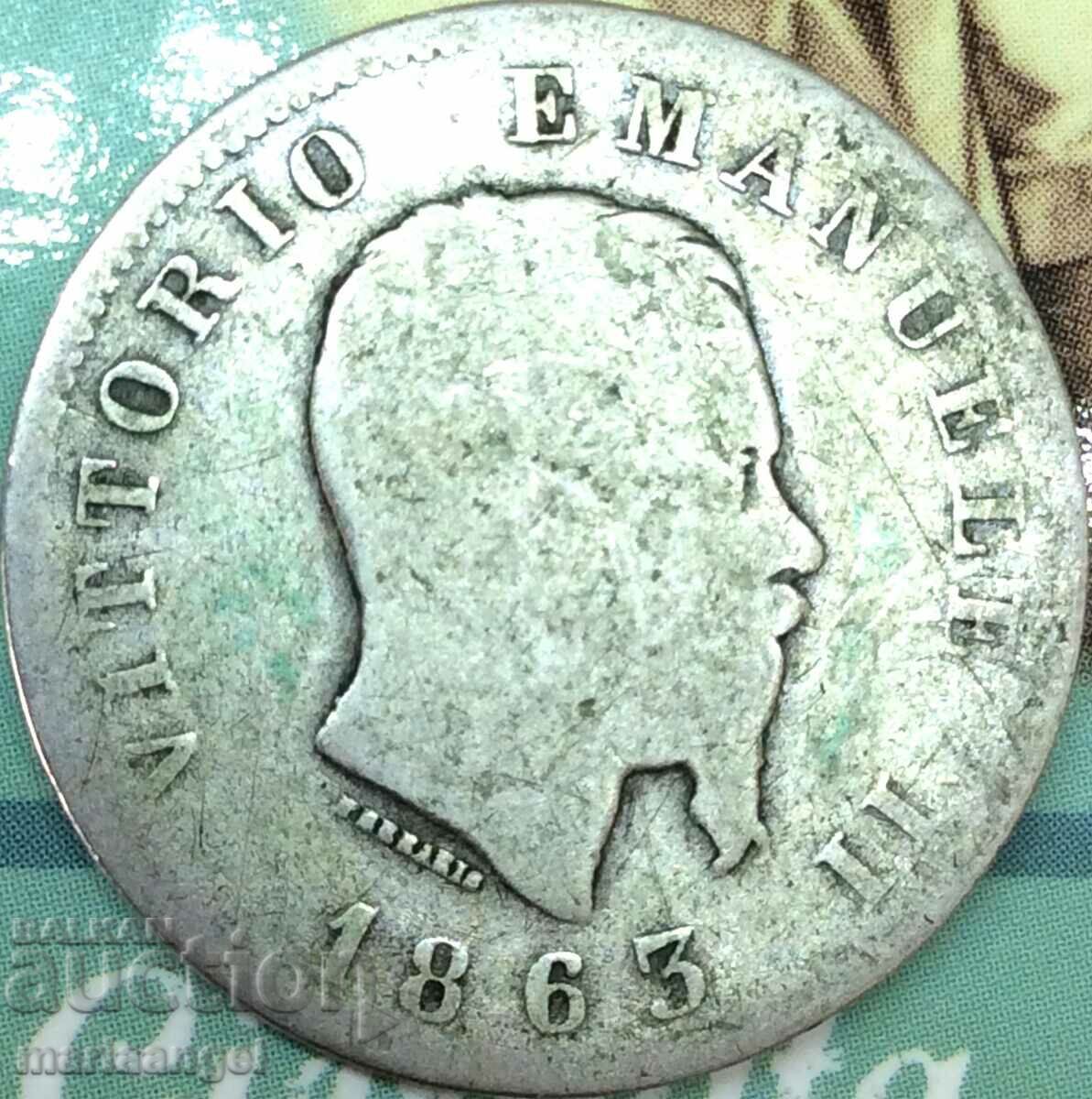 1 lira 1863 Italia Victor Emmanuel argint