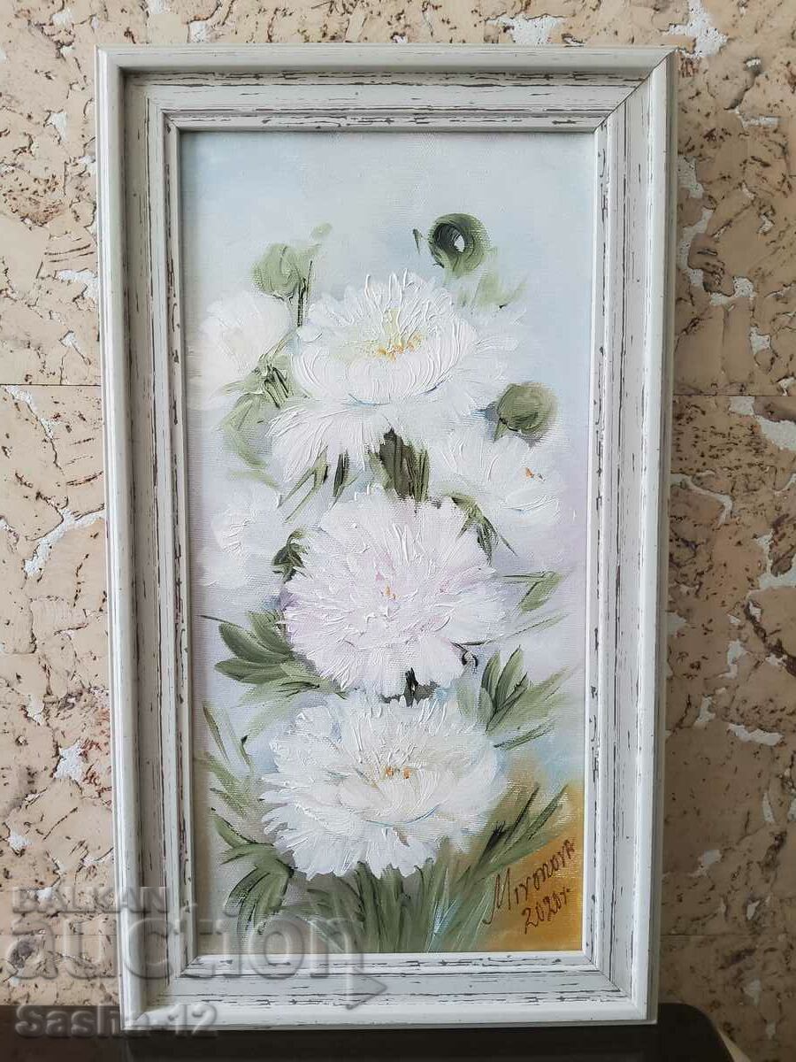 Oil painting "White peonies"