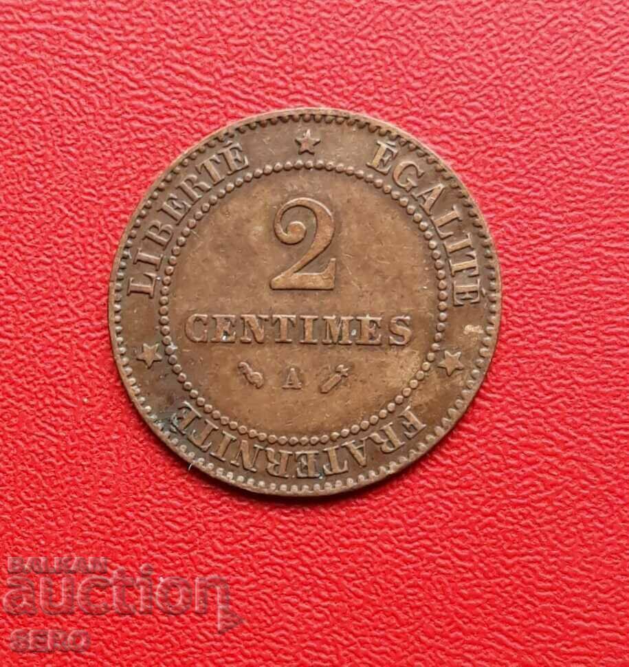 France-2 cents 1884-small mintage and well preserved