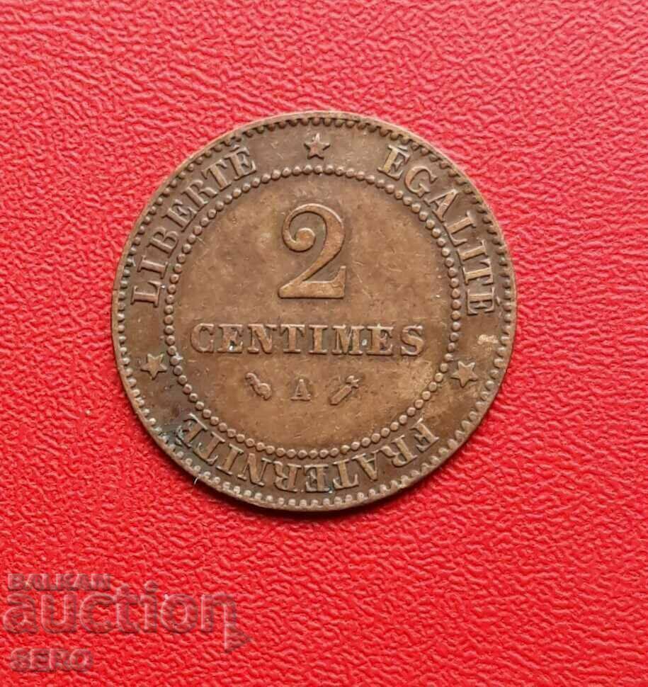 France-2 cents 1884-small mintage and well preserved