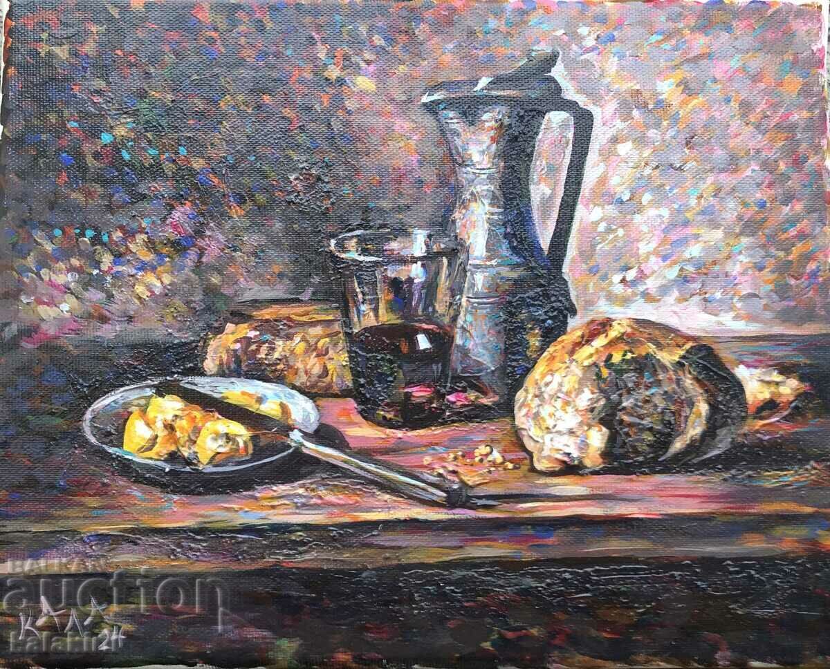 „Natura moarta cu paine” cu preț 500.00 BGN | € 255.65 „Natura moarta cu paine” cu preț 500.00 BGN | € 255.65