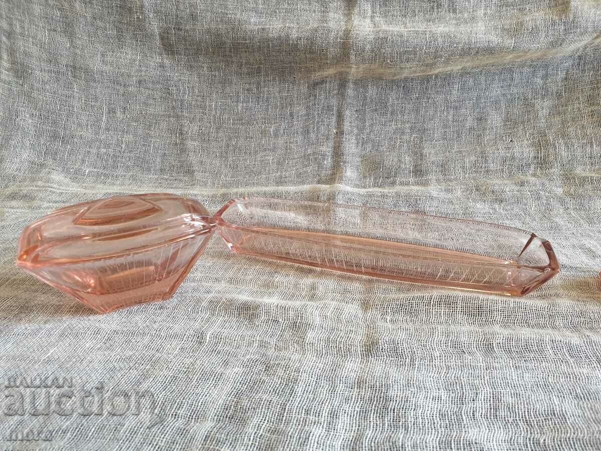 Auction  Russian Crystal Colored Glass Cosmetic Set