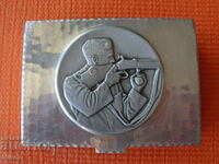 Old, Swiss, box of metal and wood - "Sniper".