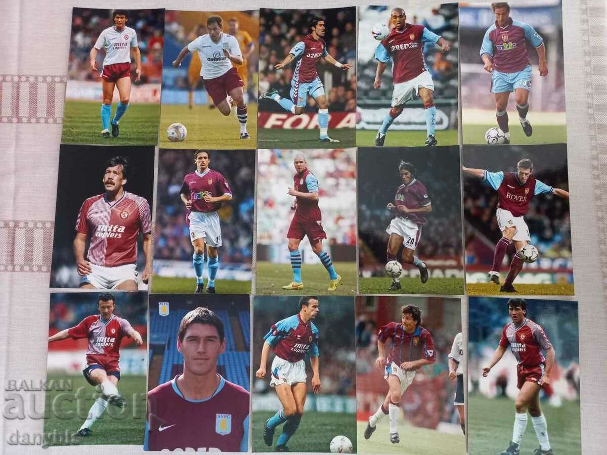 O mulțime de fotografii de fotbal ale jucătorilor de fotbal de la Aston Villa