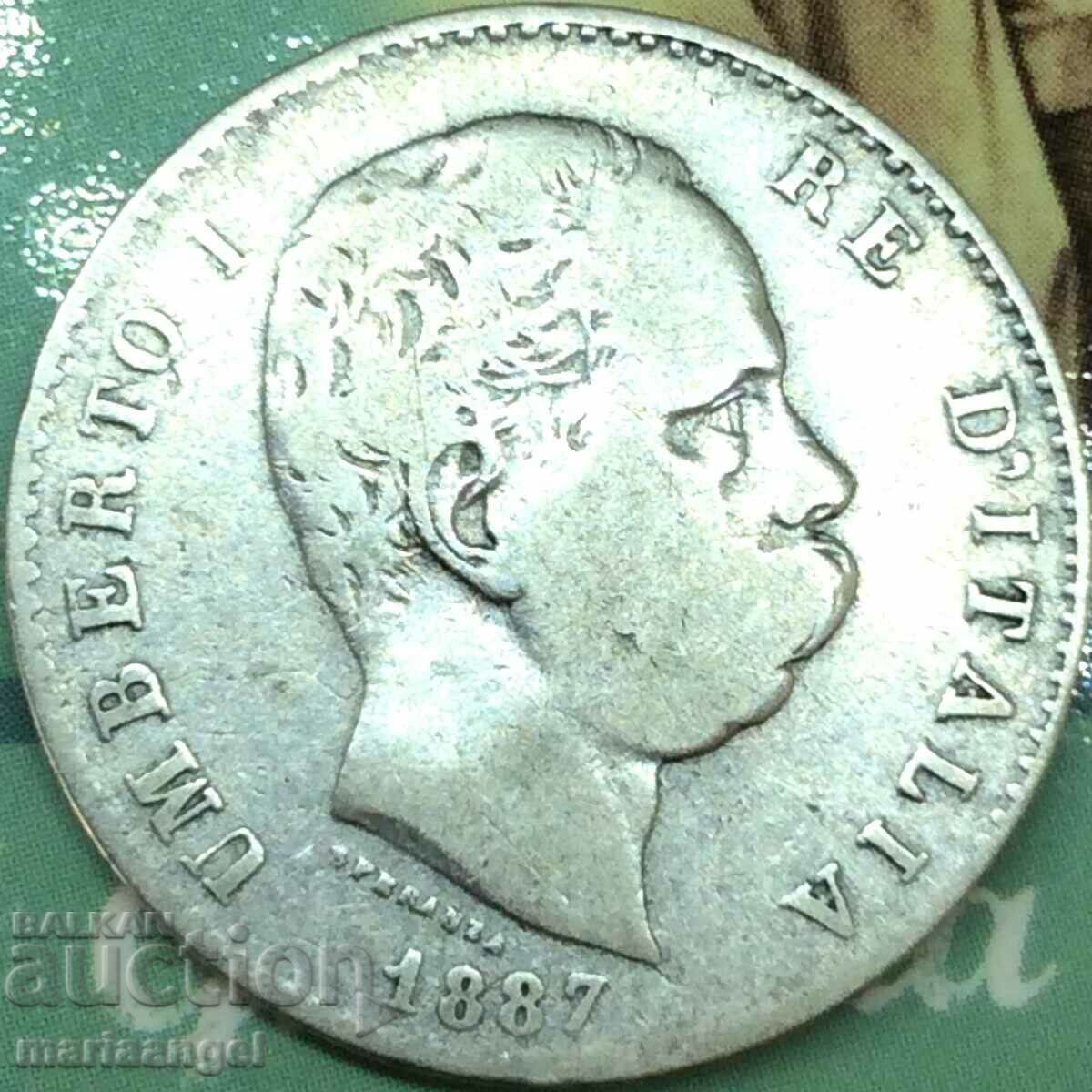1 Lira 1887 Italia Umberto I Argint