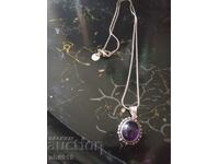 Women's silver necklace with amethyst