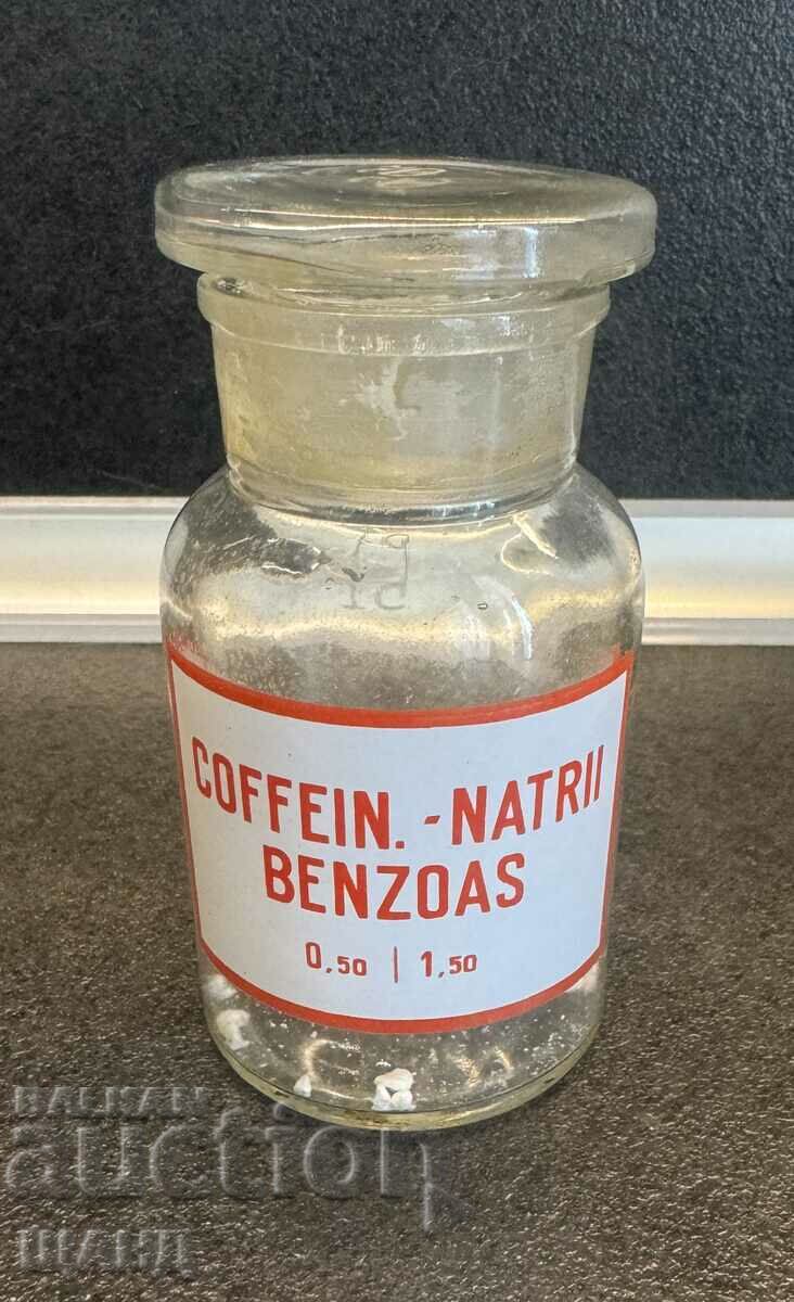 Old Glass Apothecary Bottle Jar Pharmacy Caffeine