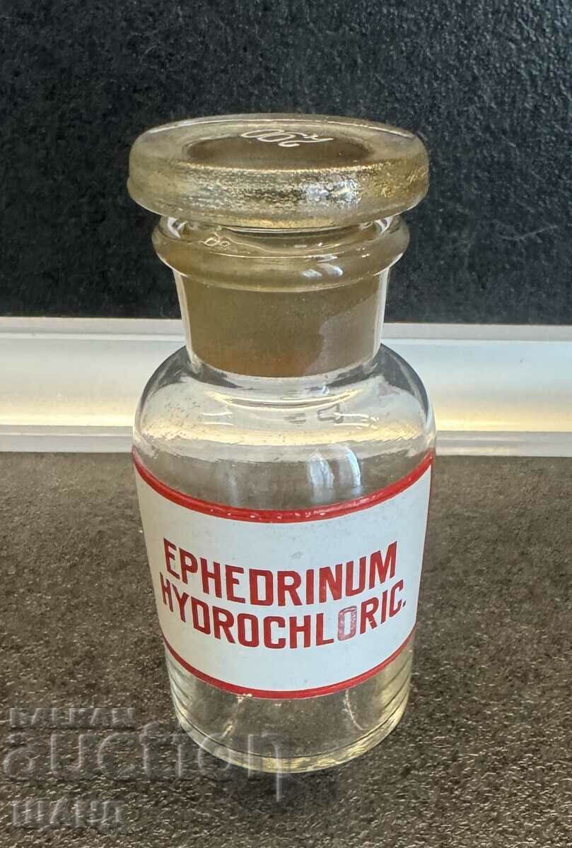 Old Glass Apothecary Bottle Jar Pharmacy Ephedrine