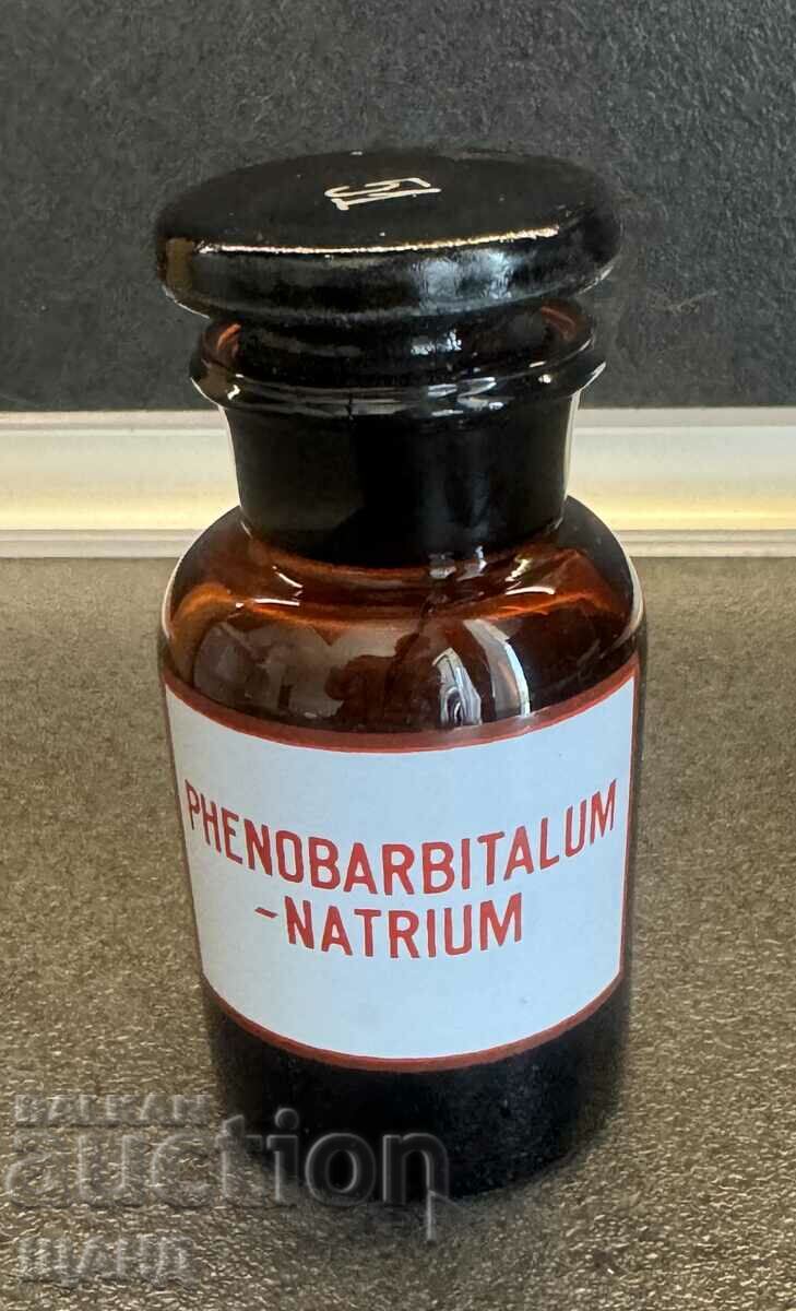Old Glass Apothecary Bottle Jar Pharmacy PHENOBARBITA