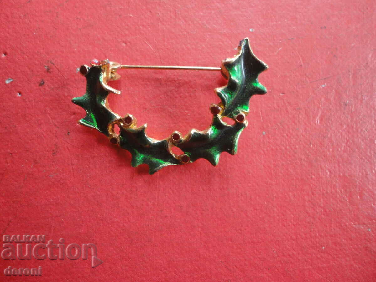 Enamel 45 gold plated brooch - 5