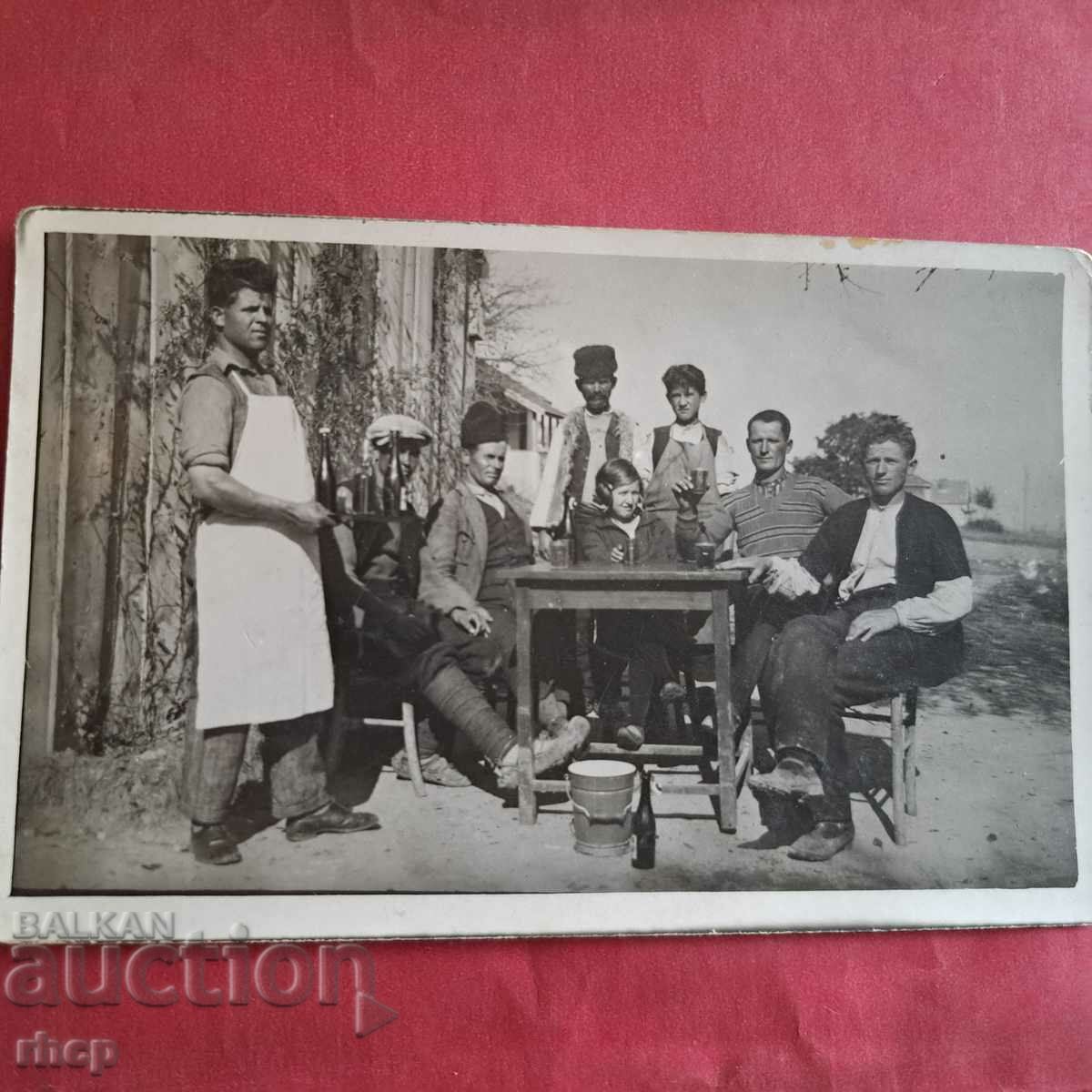 Kingdom of Bulgaria - in the village pub, an old photo from the 1930s