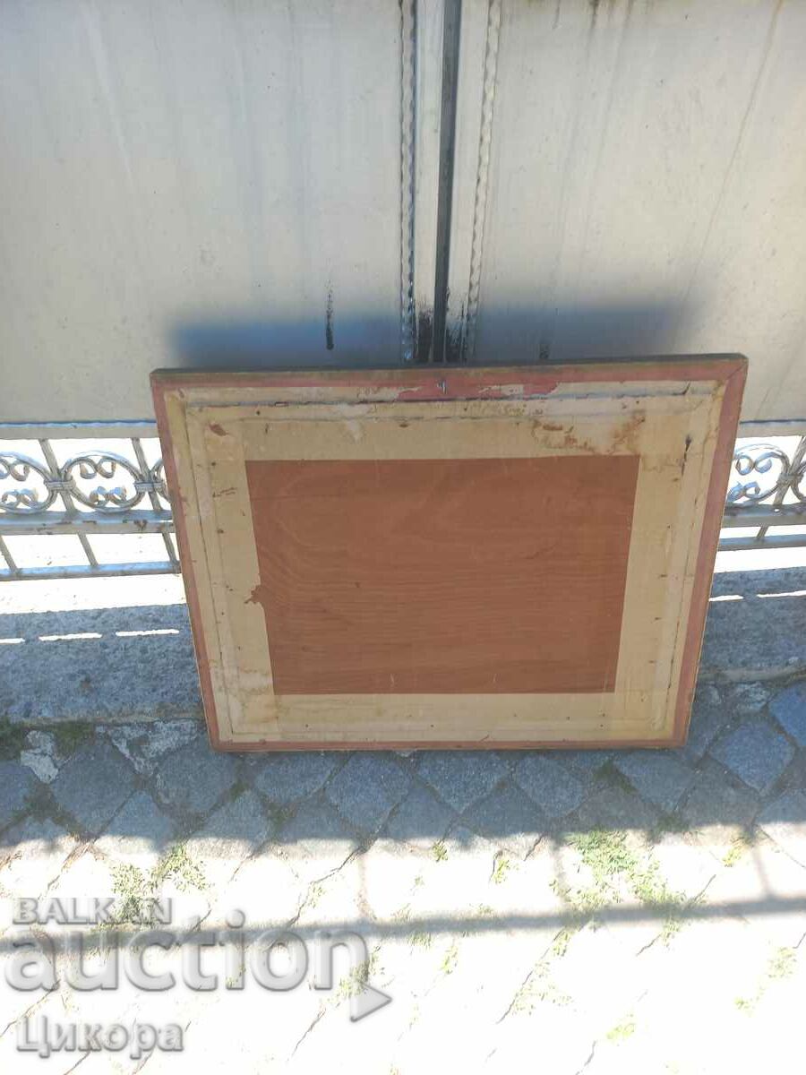 OLD HAND SEWN TAPESTRY WITH WOODEN FRAME AND GLASS - 6 OLD HAND SEWN TAPESTRY WITH WOODEN FRAME AND GLASS - 6