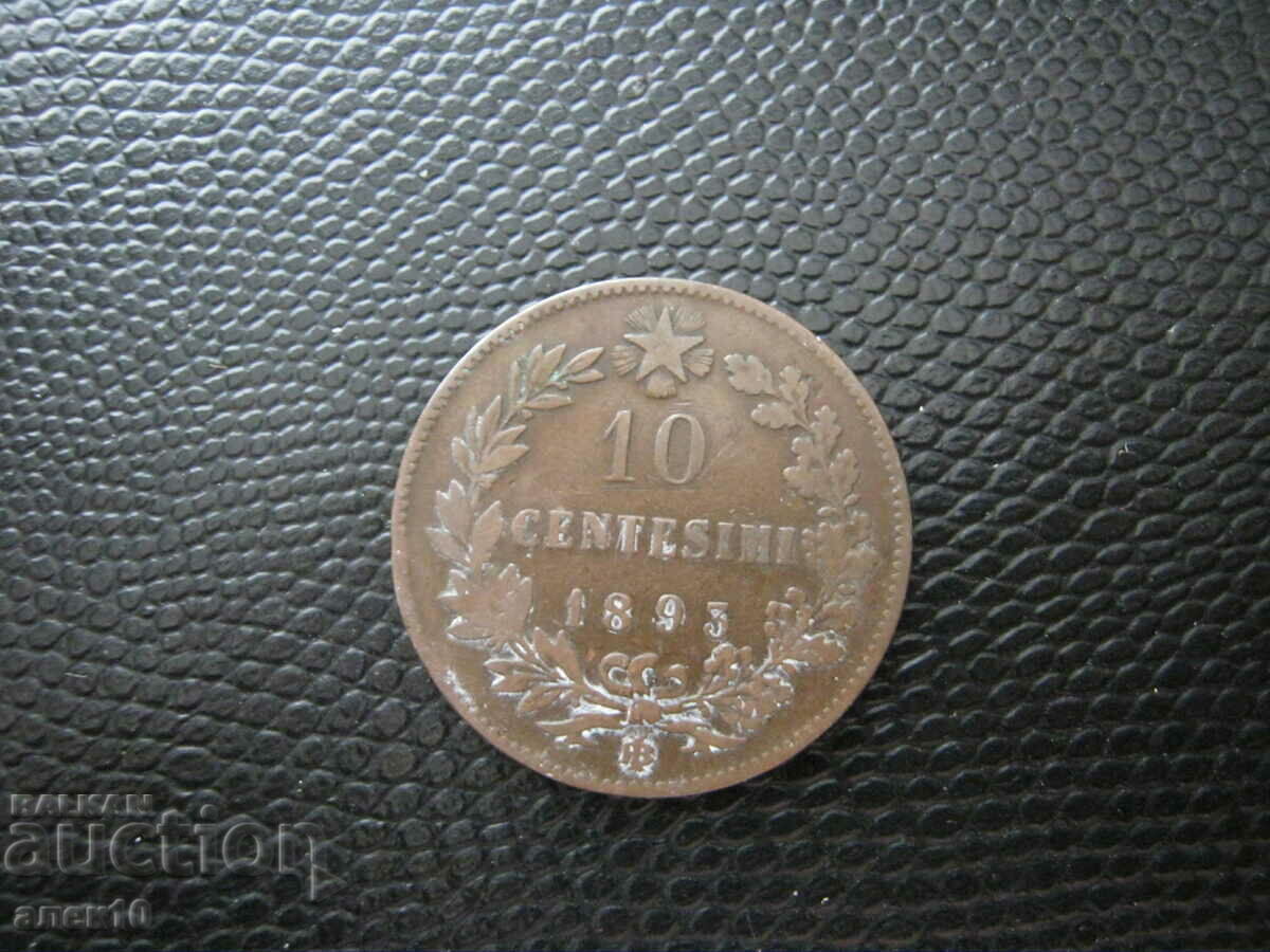 Italy 10 centsimi 1893