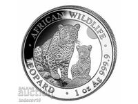 1 oz Сребро Леопард - Сомалия 2024 - Африкански див Живот