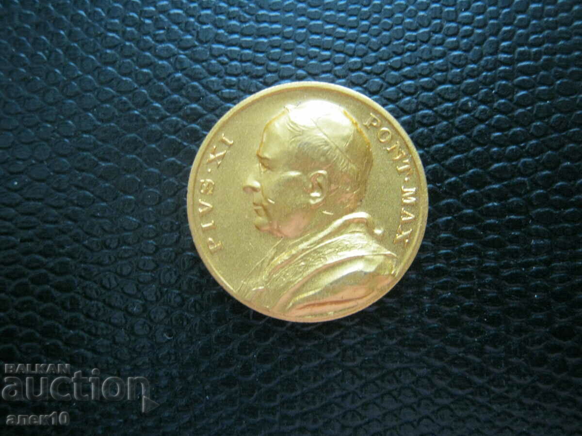Token Pope Pius 11 gold plated