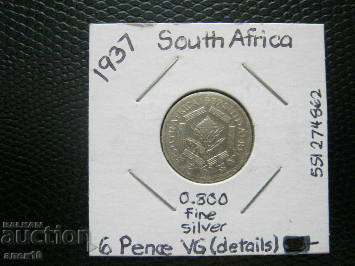 Южна  Африка  6  пенса  1937