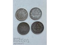 4 Silver Coins 1 Mark Germany Silver 1901 D,E,F,G